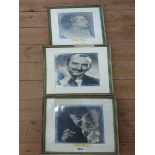 Three framed vintage medium format signed monochrome photographs of entertainers, comprising Mary