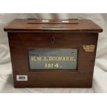 An antique 1914 H.M.S. Bulwark ship's letter box