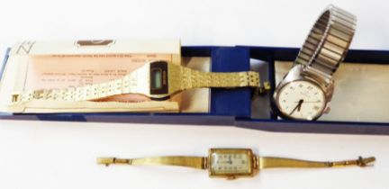 A vintage gentleman's steel cased Rodania mechanical wristwatch - sold with a 1980 Zetron lady's