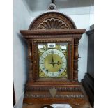 A late 19th Century mahogany cased table clock with chime/silent and fast/slow regulators to the