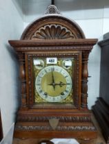 A late 19th Century mahogany cased table clock with chime/silent and fast/slow regulators to the