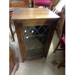 A 55cm vintage Webber Furniture oak hi-fi cabinet with leaded glazed panel door