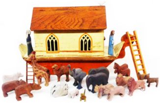 A hand made First World War period Noah's Ark toy set with original paint and contents along with