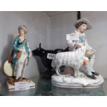 A late 18th/early 19th Century Staffordshire creamware figurine, depicting a female archer (paint