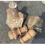 Two antique terracotta roof finials