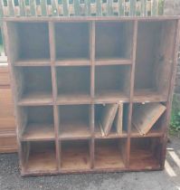 An old wooden workshop pigeonhole unit