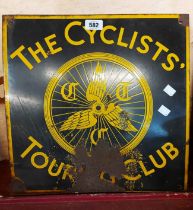 A 1930's 'The Cyclists Touring Club' enamel sign - a/f