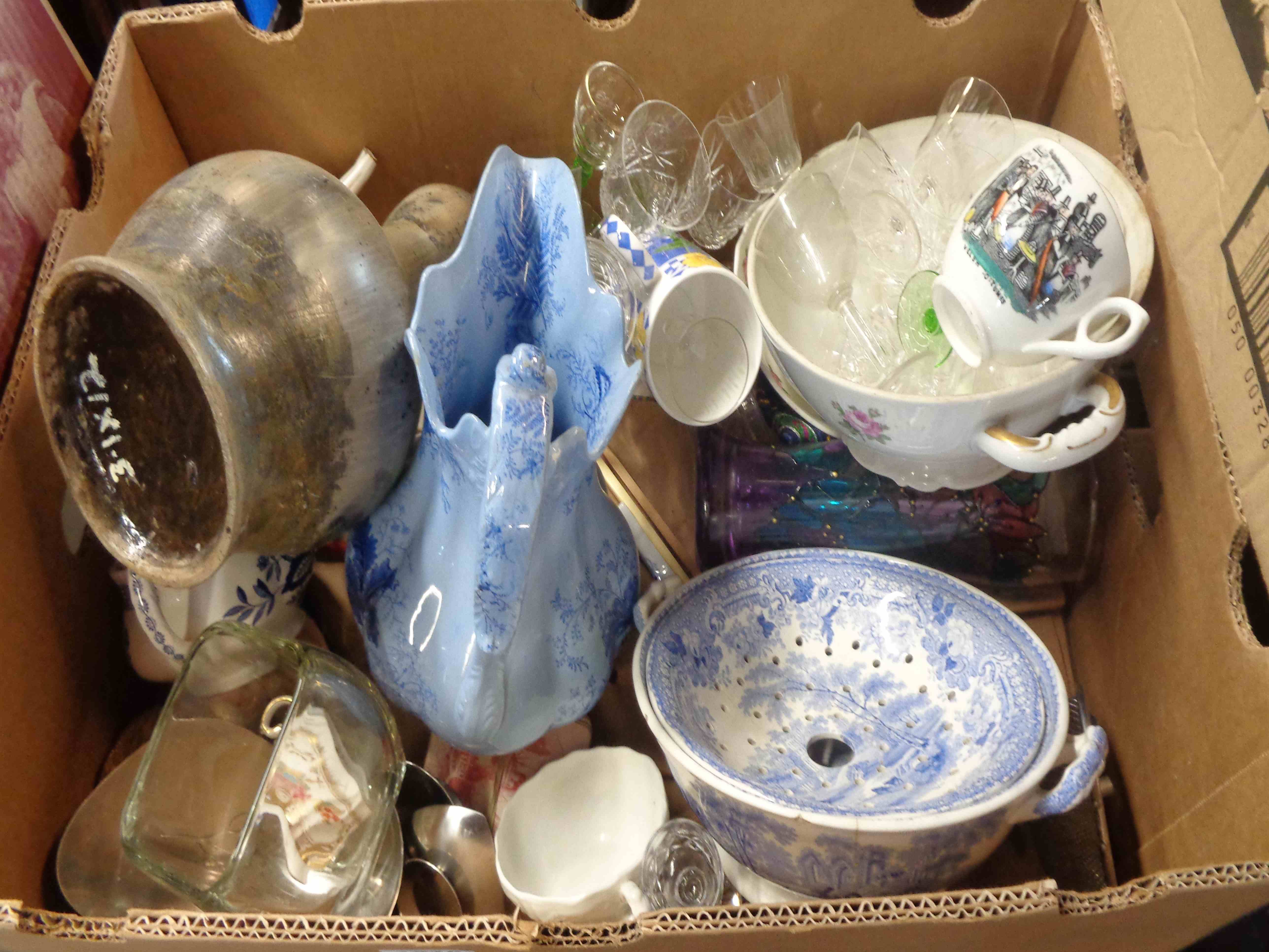 A box containing a quantity of ceramics and glassware