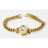 A vintage DuBois 1787 lady's marked 18k cased wristwatch, on marked 585 kerb-link bracelet
