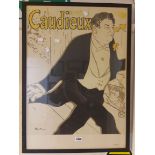 Henri de Toulouse-Lautrec: a framed coloured poster print for Caudieux - numbered 1955/2000 -