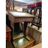 A 55cm old pine lift-top school desk - sold with a standard chair