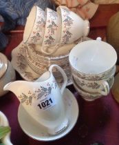 A Royal Albert bone china part tea set decorated in the Rowan pattern comprising five trios, milk