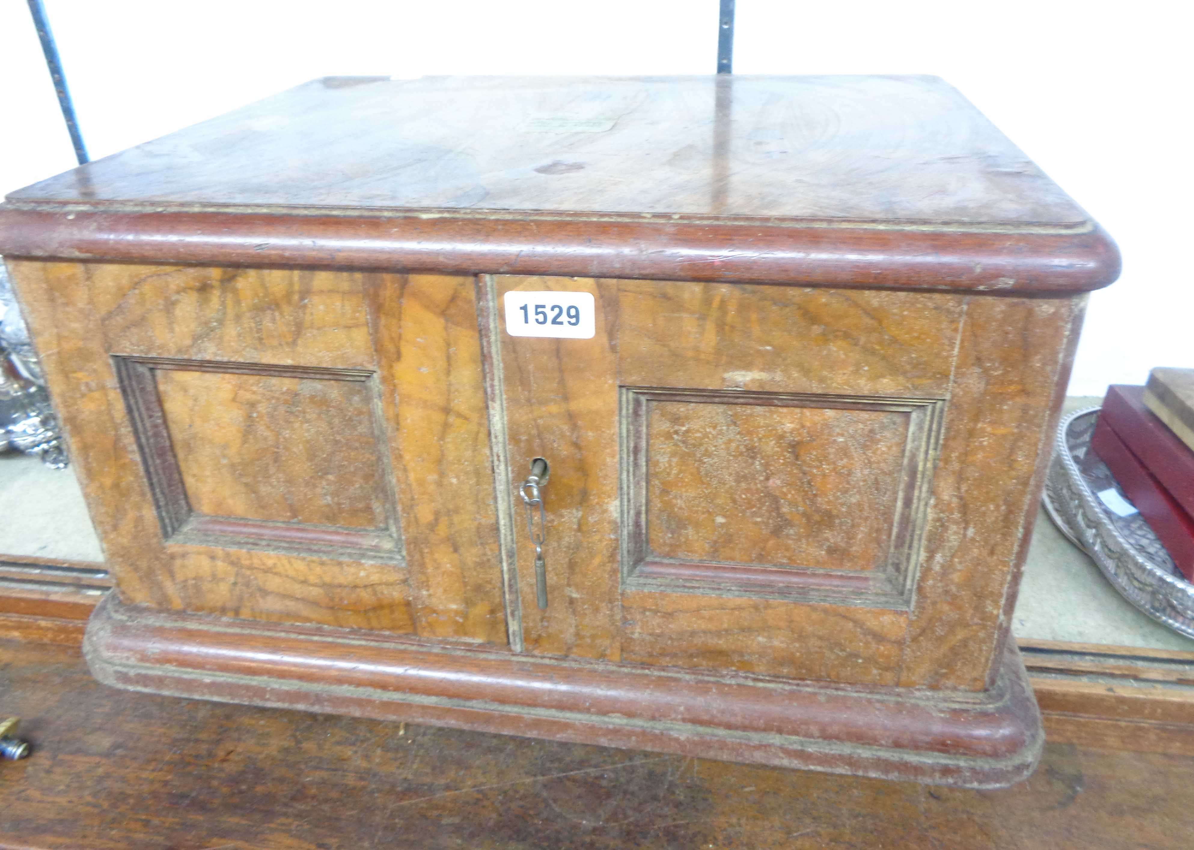 An early 20th Century walnut three drawer canteen containing a part twelve place setting of Walker & - Image 2 of 2