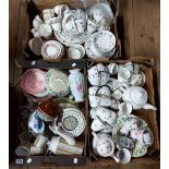 Three boxes containing a quantity of ceramics including Midwinter and other tea sets, etc.