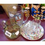 A small selection of glassware and ceramics comprising large 1981 Royal Wedding tankard, three