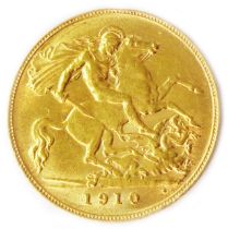 A cased encapsulated 1910 Edward VII gold Half Sovereign