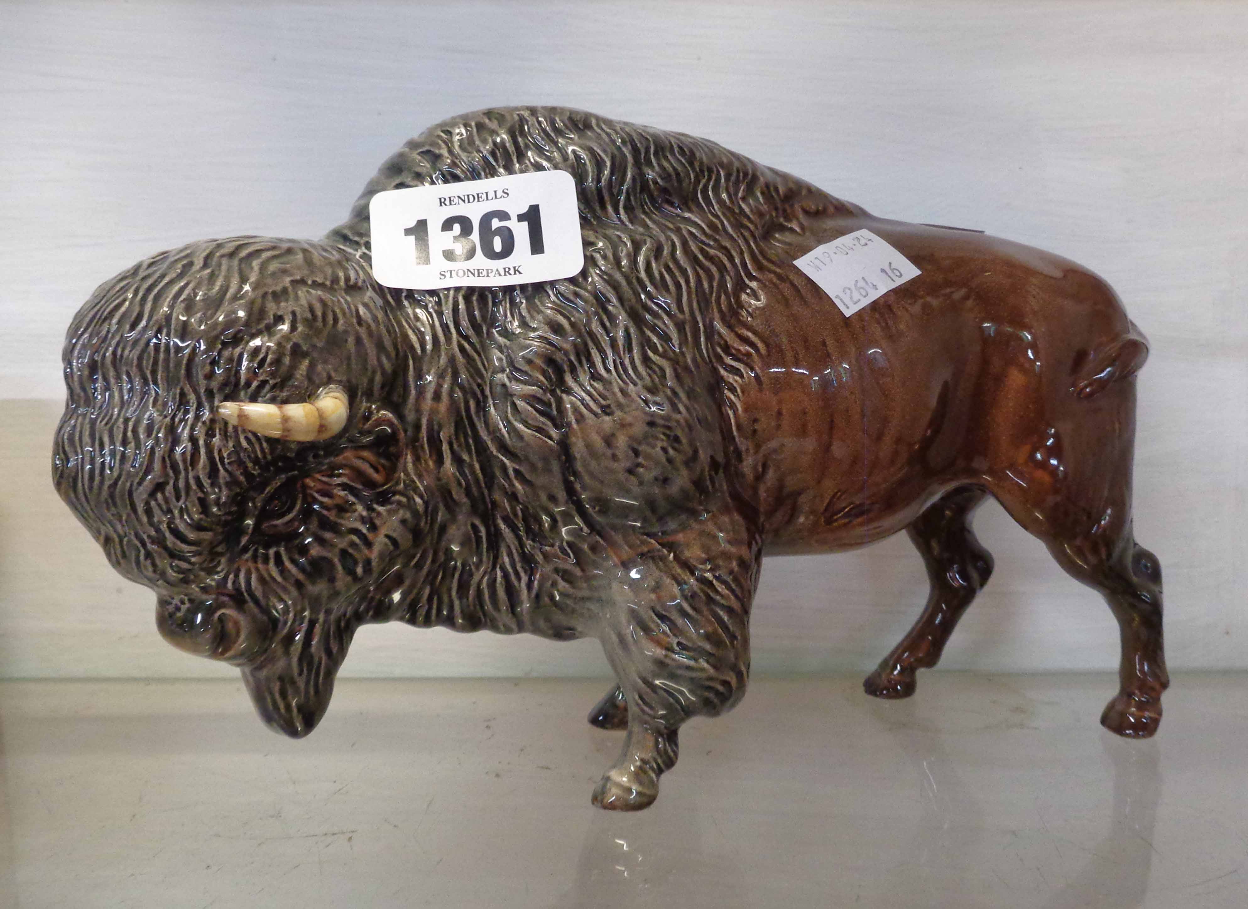 A Beswick pottery figurine, depicting a bison - model No. 1019