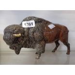 A Beswick pottery figurine, depicting a bison - model No. 1019