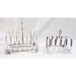 A small Birmingham silver toast rack - sold with a silver plated similar