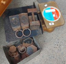 A set of GPO scales and a quantity of weights