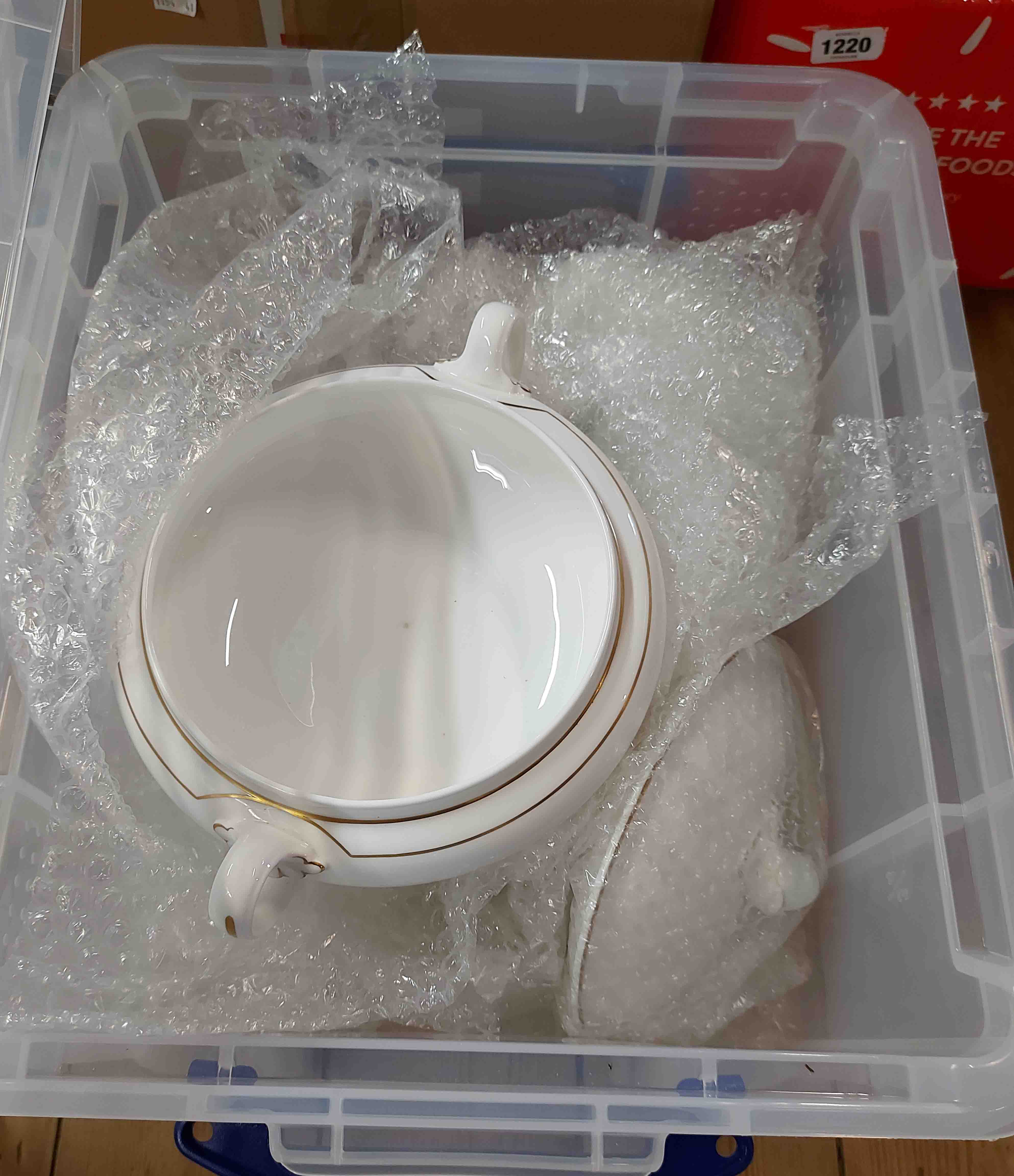 Two crates containing a quantity of Royal Worcester bone china tableware decorated in the Contessa