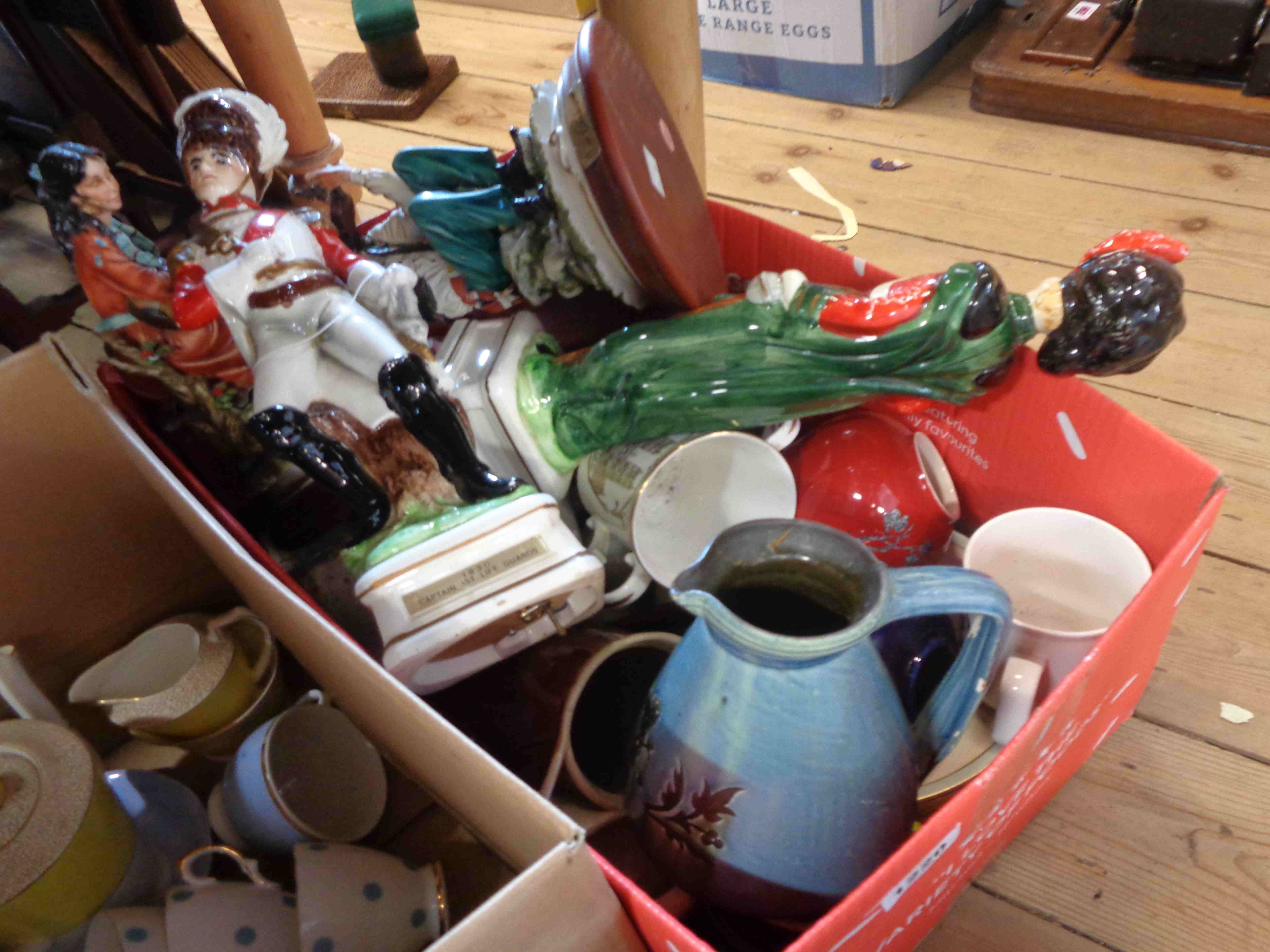 A box containing a quantity of ceramics including Chinese porcelain lidded jar, etc.