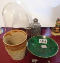 A small selection of ceramics, glass and other collectable items including glass dome and associated