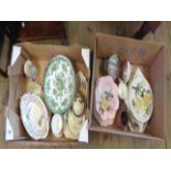 Two boxes containing a quantity of ceramics including Grays Pottery mug, plates, etc.