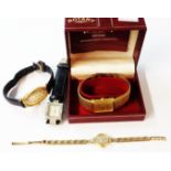 A 375 (9ct.) gold Rotary quartz lady's wristwatch with 9ct. bracelet - sold with a boxed Rotary