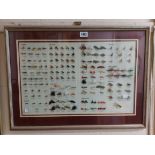 A framed display of mounted and named 'Graham' Trout Flies