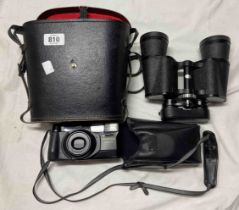 A pair of cased Boots Admiral Japanese binoculars - sold with a Pentax 90 zoom lens camera