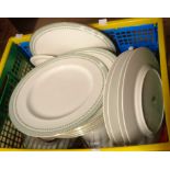 A crate containing a quantity of Royal Doulton bone china tableware decorated in the Berkshire