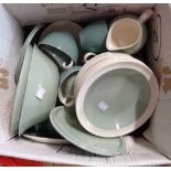 A box containing a quantity of Wedgwood green decorated tableware