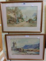 Louis Mortimer: a pair of framed watercolours, both depicting views of Lynmouth, one with 'Shelley's