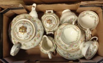 A box containing a Krautheim Bavarian porcelain part tea set including teapot, cups and saucers,