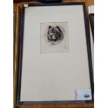 David Gee: a framed monochrome etching head and shoulders portrait of a Chow Chow dog - signed