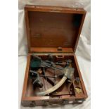 An antique Heath & Co. Ltd. sextant, in original fitted wooden case