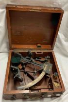 An antique Heath & Co. Ltd. sextant, in original fitted wooden case