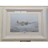 John H. Evans: a framed coloured Spitfire print entitled 'Mission Accomplished'