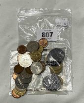 A small bag containing a quantity of foreign coinage