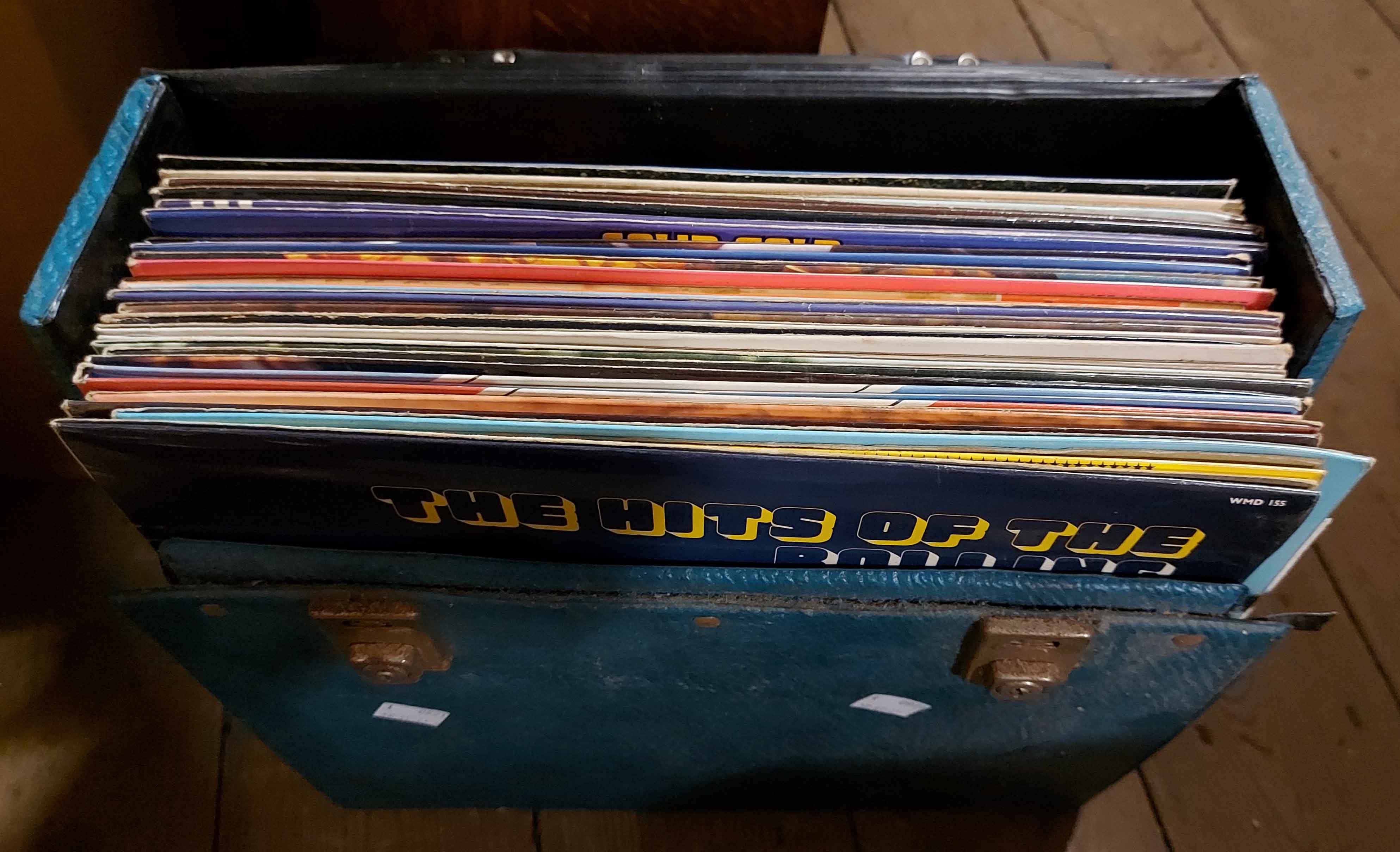 A crate and a box containing a quantity of vintage records - Image 2 of 2