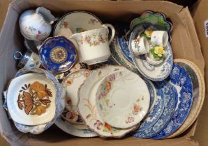 A box containing a quantity of ceramics including bone china tableware, etc.