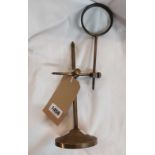 A brass scientific magnifier on stand - marked Ross, London