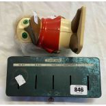 A vintage TSB coin bank in the form of a duck - sold with a vintage metal thrift box