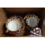 A Royal Crown Derby bone china part tea set decorated in the 2451 Imari pattern, comprising five