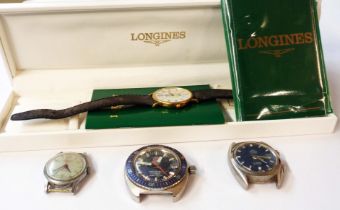 A 375 (9k) cased Longines 'Prescence' gentleman's slimline wristwatch - a/f - with presentation box,