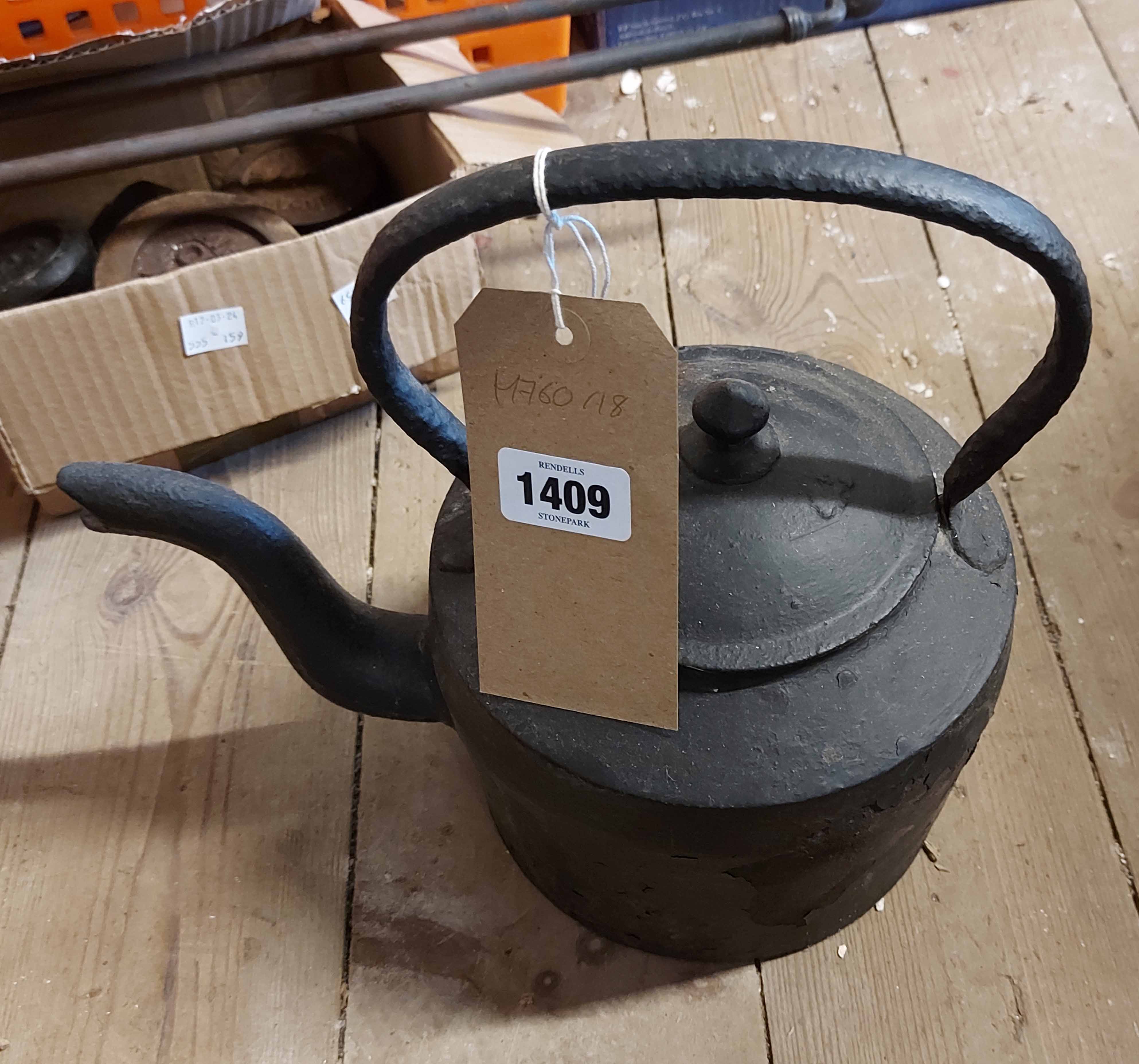An old cast iron kettle - sold with two flat irons - Image 2 of 2