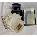 A small collection of religious lace and birthday wishes - sold with a cased pair of 1948 farthing