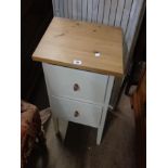 A modern part painted pine two drawer bedside table