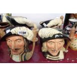 Four large Royal Doulton Musketeer character jugs comprising 'Porthos' D6440, 'Athos' D6452, '